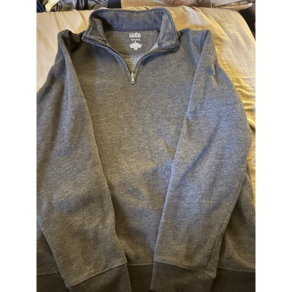 Croft & Barrow Men's Quarter Zip Pullover Dark Gray Size M